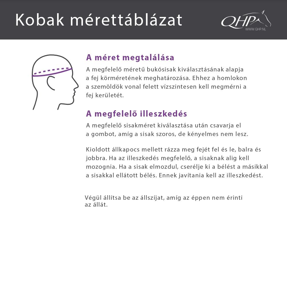 QHP kobak mérettáblázat
