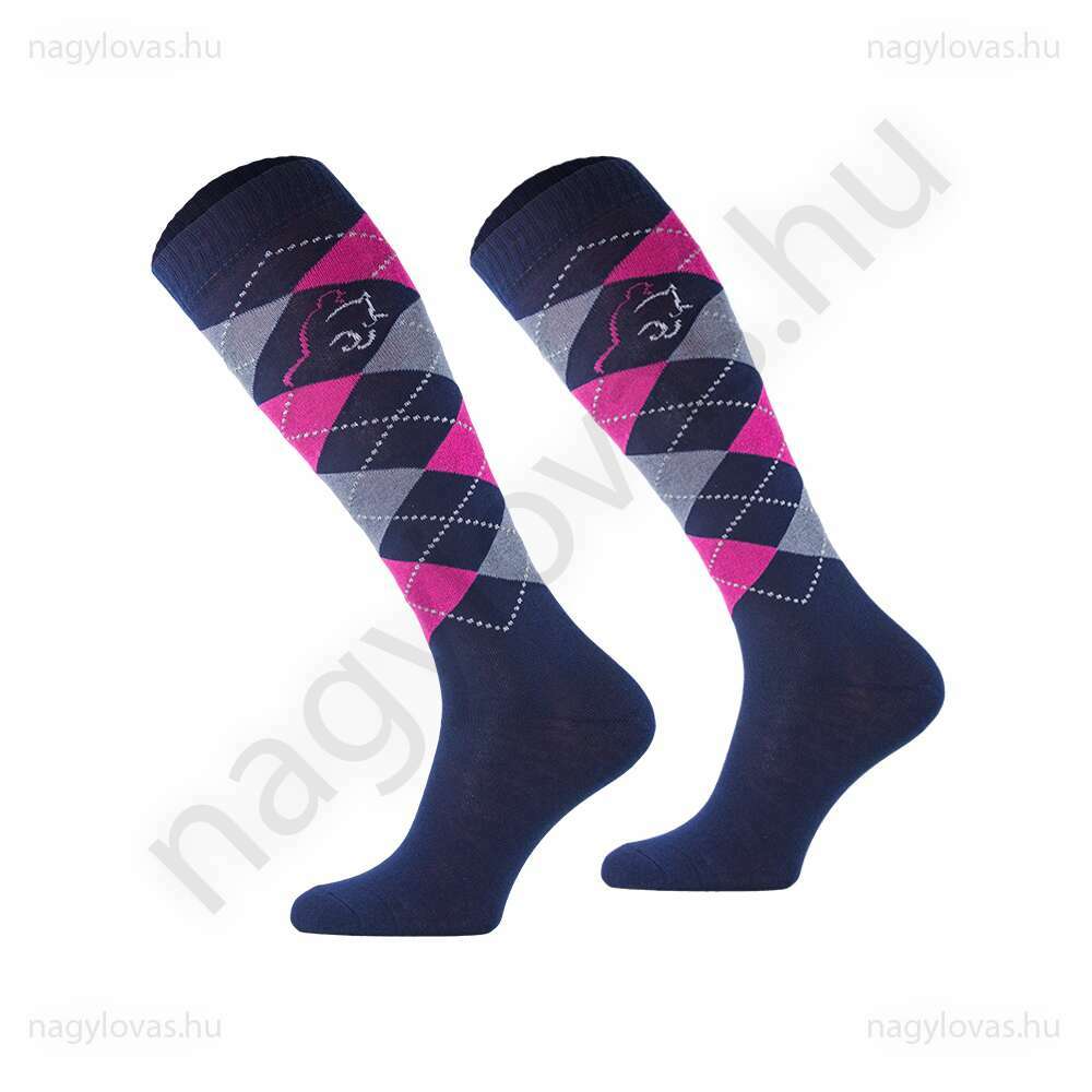 Comodo Karo zokni skék/szürke/pink 31-34