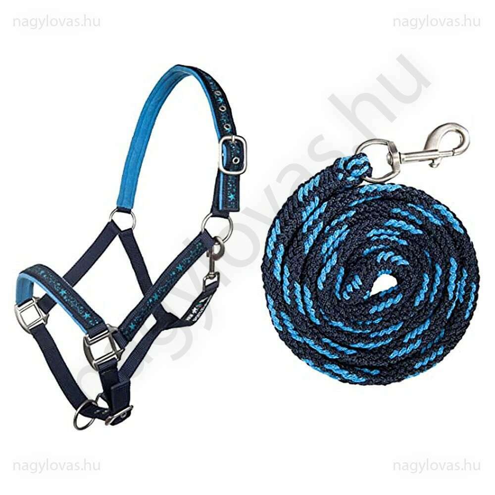 HKM kötőfék szárral kék 