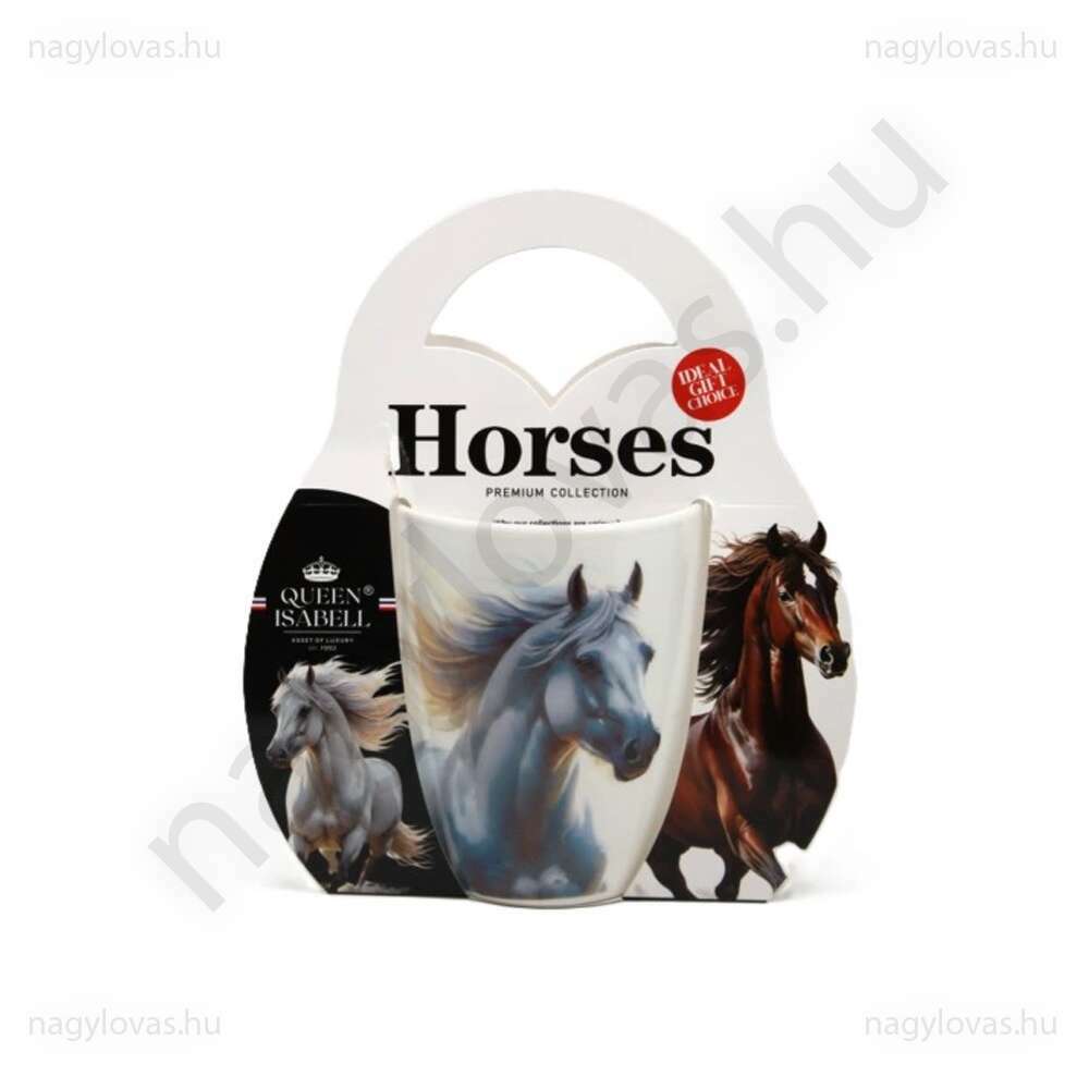 Horses porcelánbögre szürke
