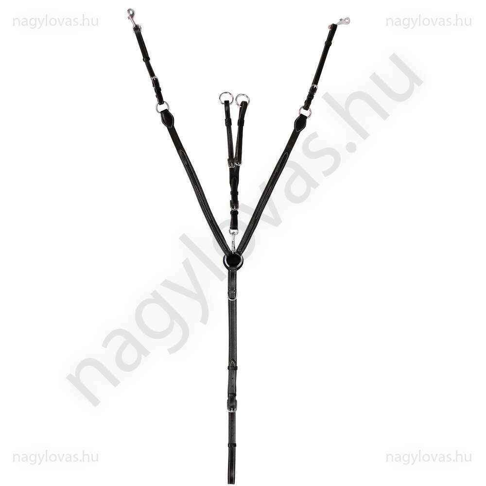 QHP bőr szügyelő martingállal - Fekete - Póni