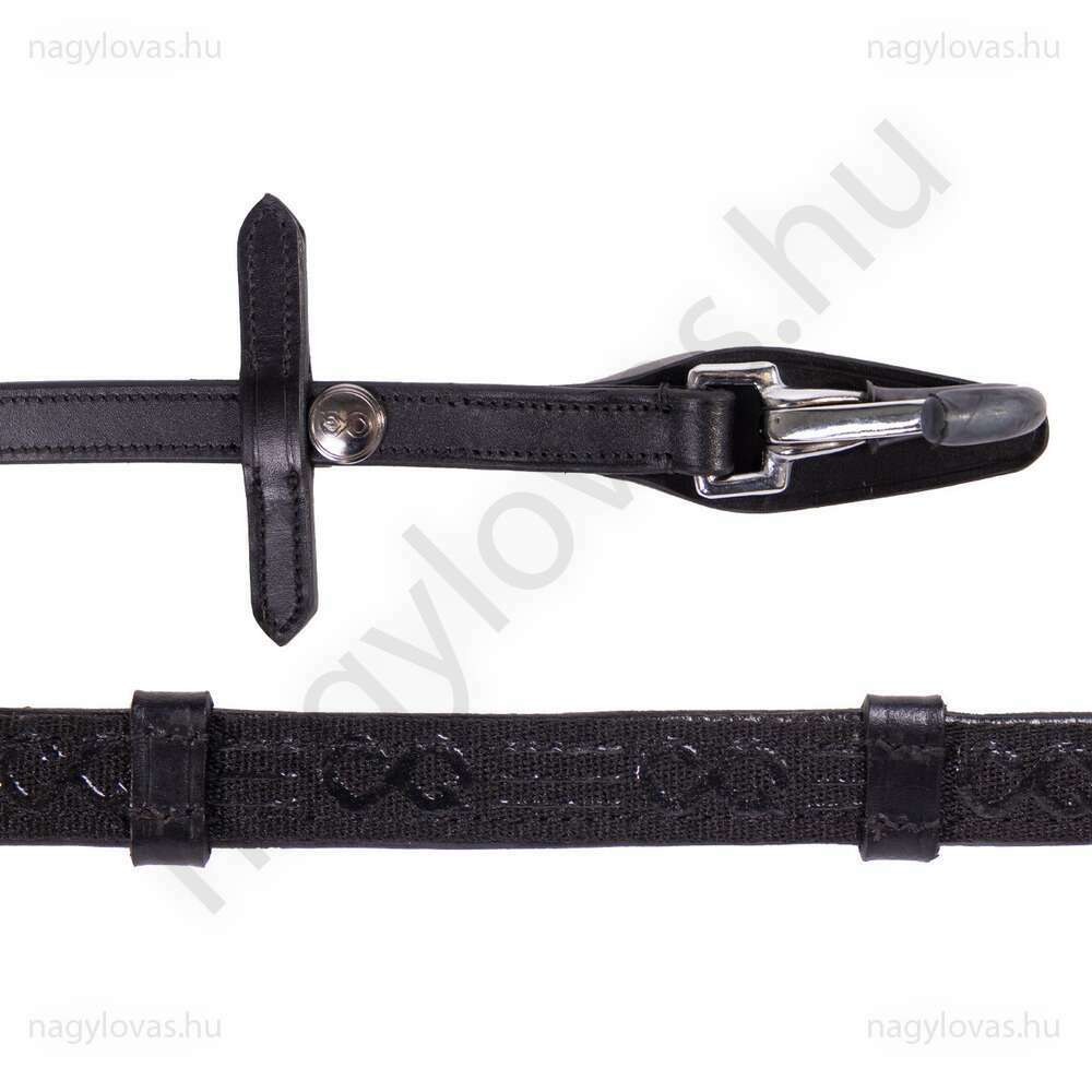 QHP FayRein csúszásgátlós lovaglószár stoppokkal(8cm) karabínerrel fekete Xfull