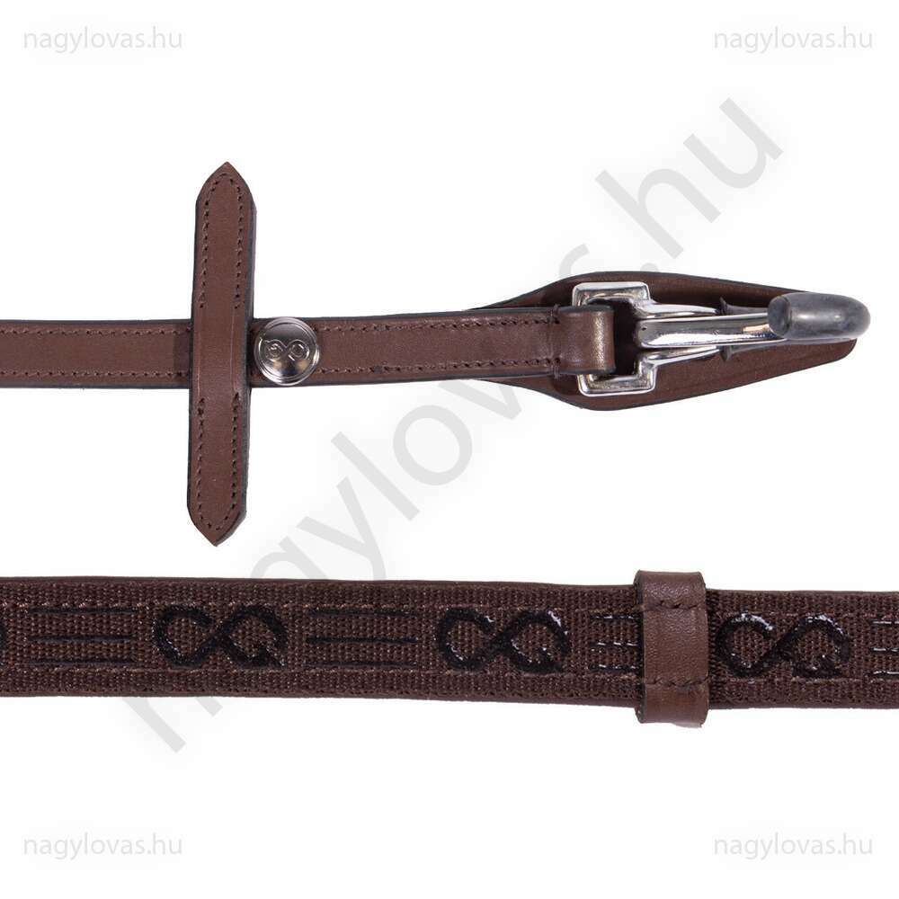 QHP FayRein csúszásgátlós lovaglószár stoppokkal karabínerrel (12,5 cm) barna Full