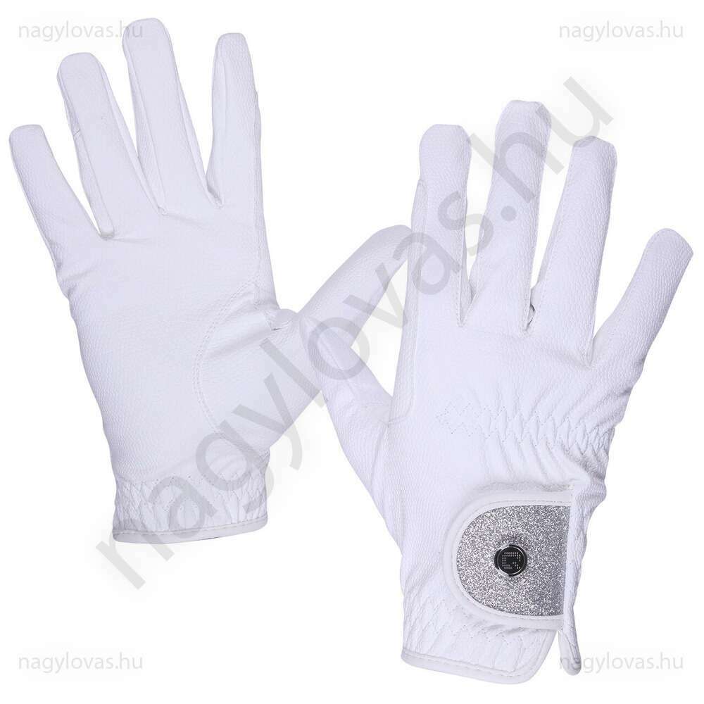 QHP Glitz lovaglókesztyű fehér M