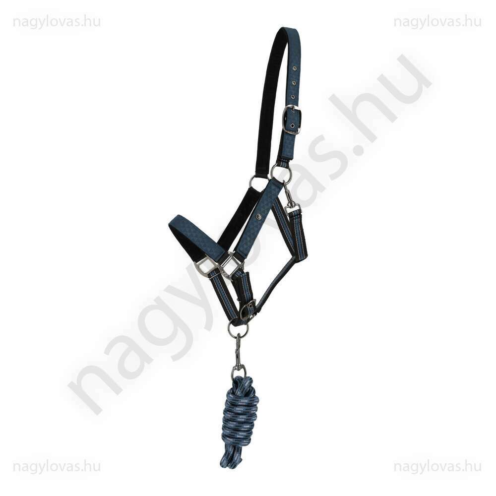 QHP kék gurtnis kötőfék+vezetőszár Mini Shetty