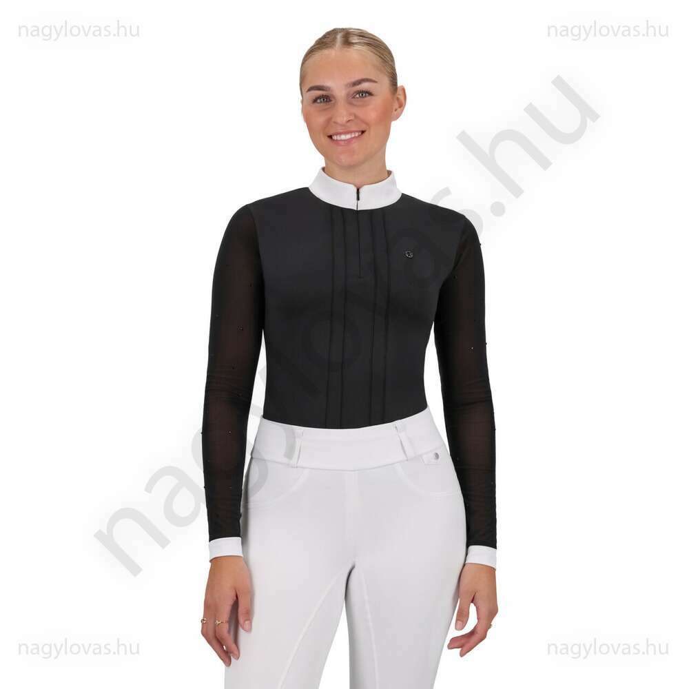 QHP Sennak hosszú ujjú versenypóló fekete 40