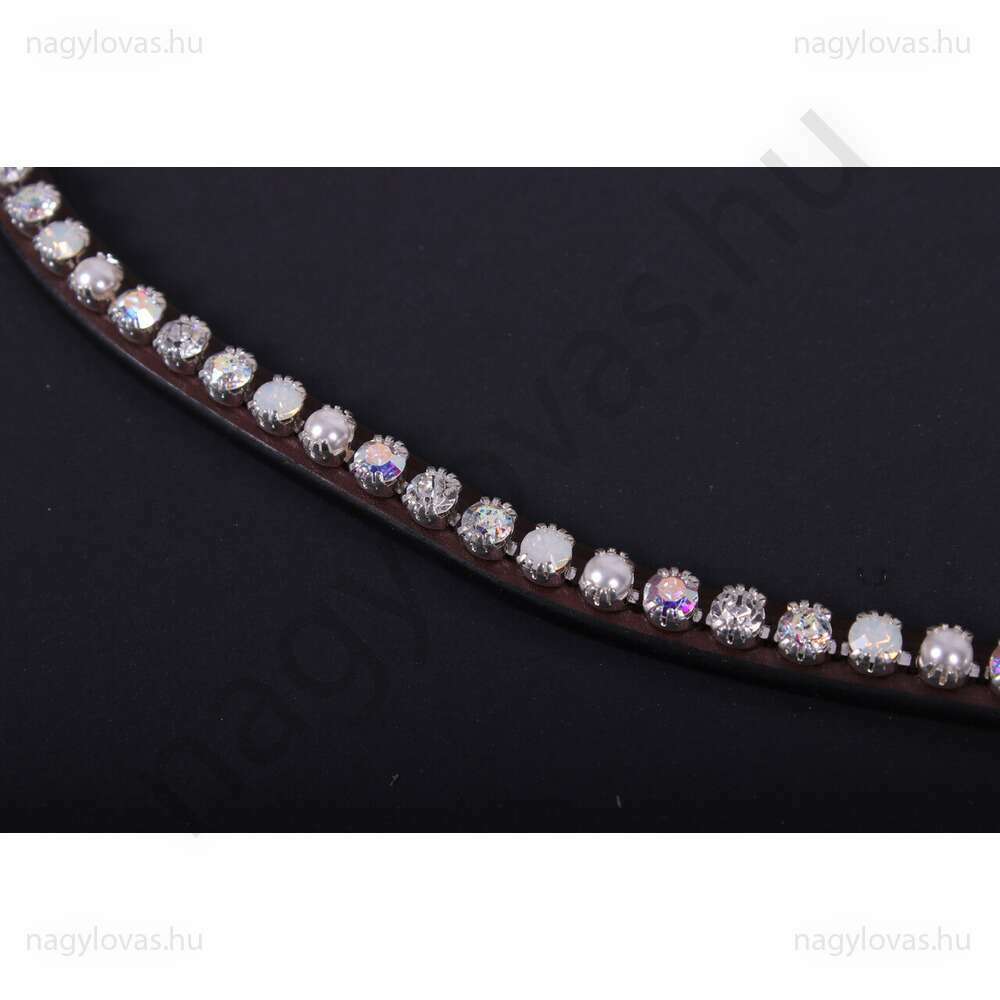 QHP ShineBright homlokszíj barna/fehér Cob