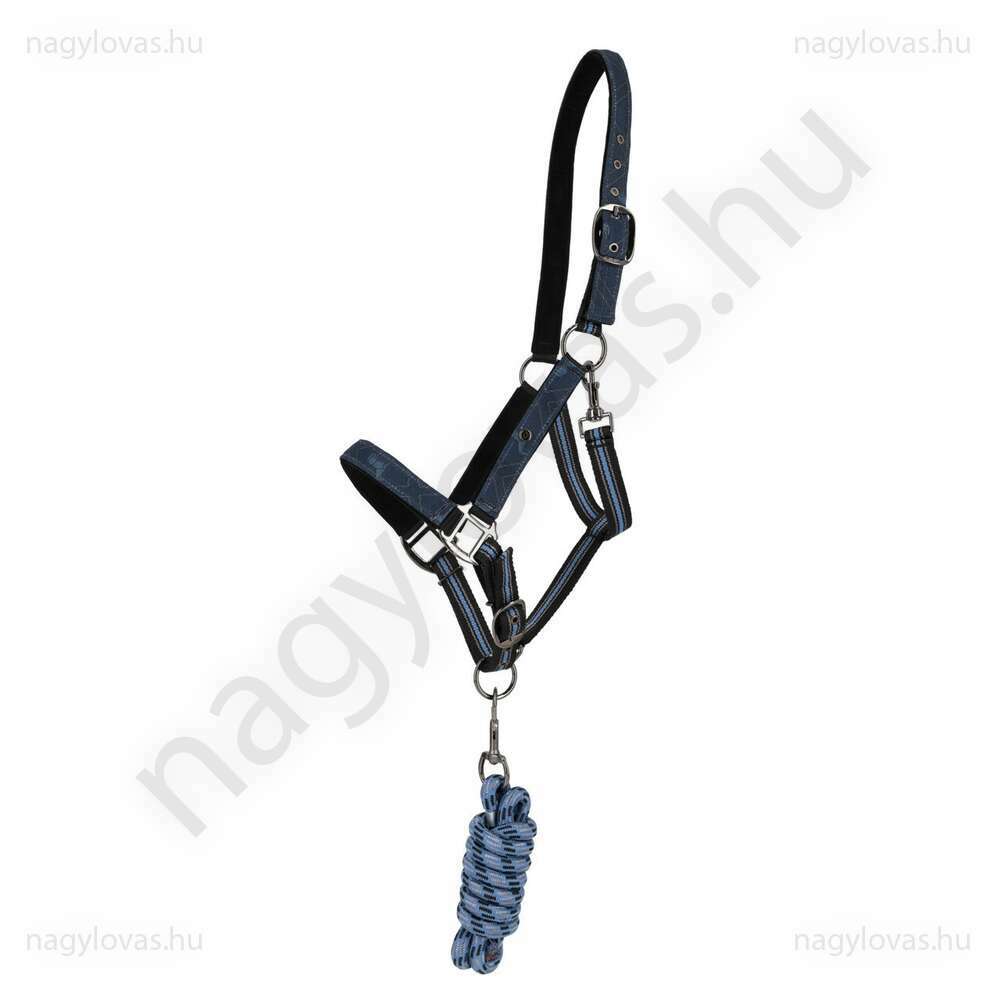 QHP sötétkék gurtnis kötőfék+vezetőszár Full