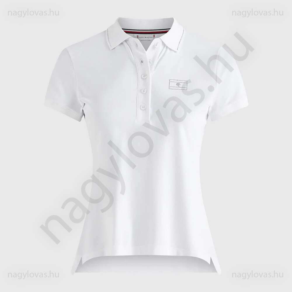 Tommy-Hilfiger Srasszos Poloshirt női póló fehér