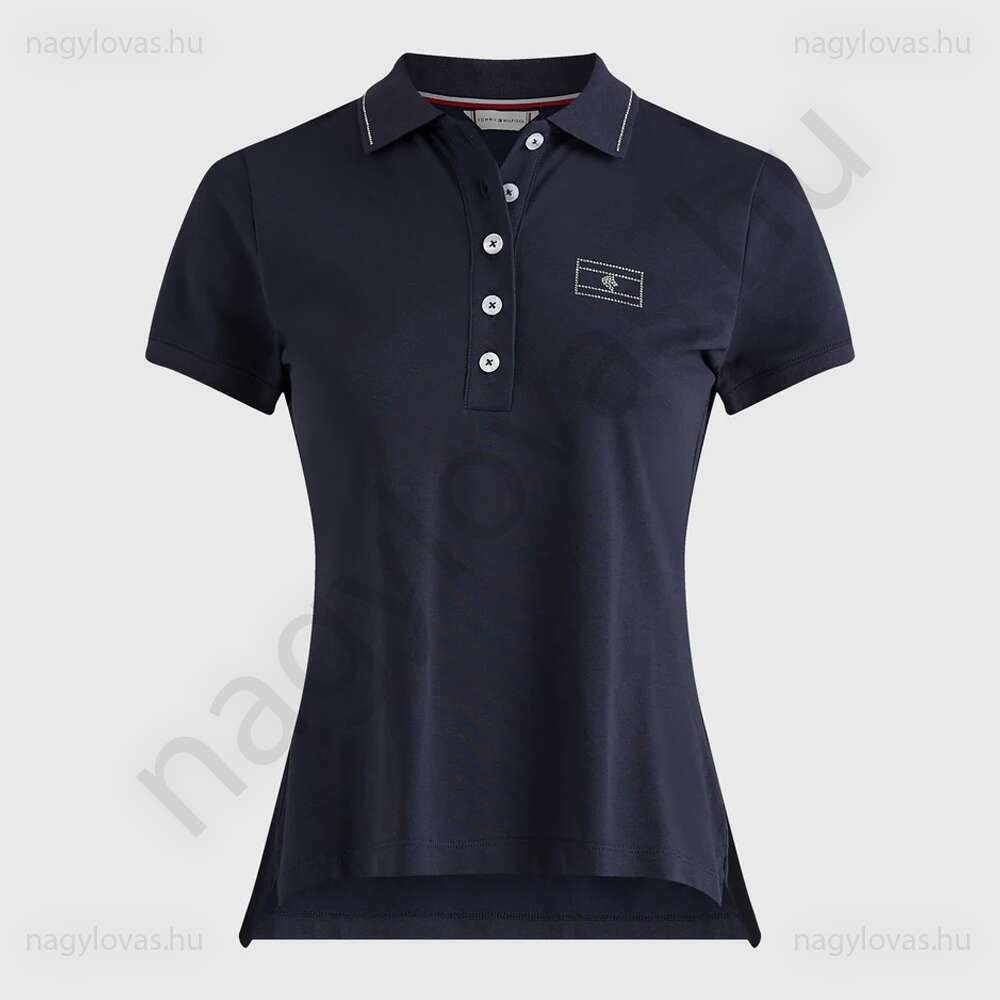 Tommy-Hilfiger Srasszos Poloshirt női póló kék
