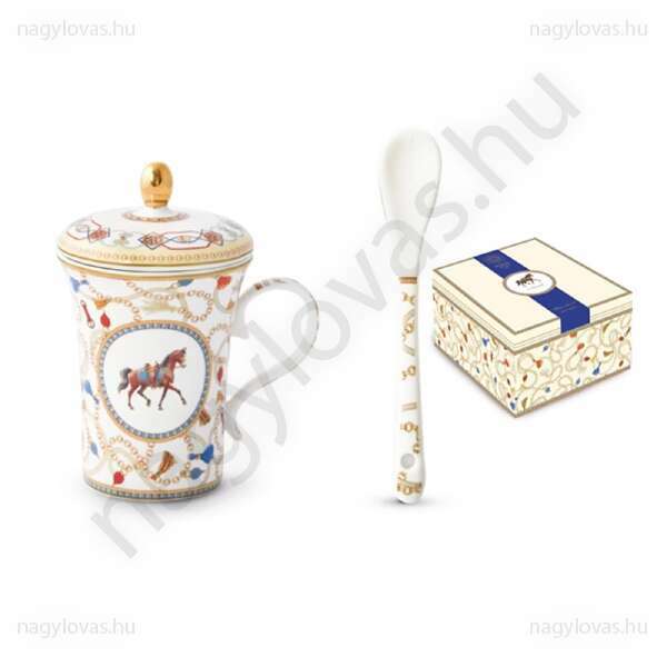 Cheval porcelán bögre tetővel 300ml