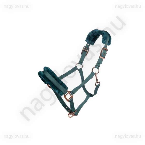 HKM Rosegold szőrmés kötőfék petrol