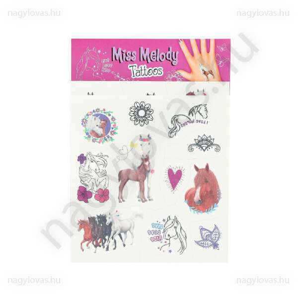 Miss Melody tetoválás matrica lovas