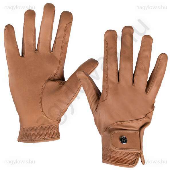 QHP bőr lovaglókesztyű konyak S