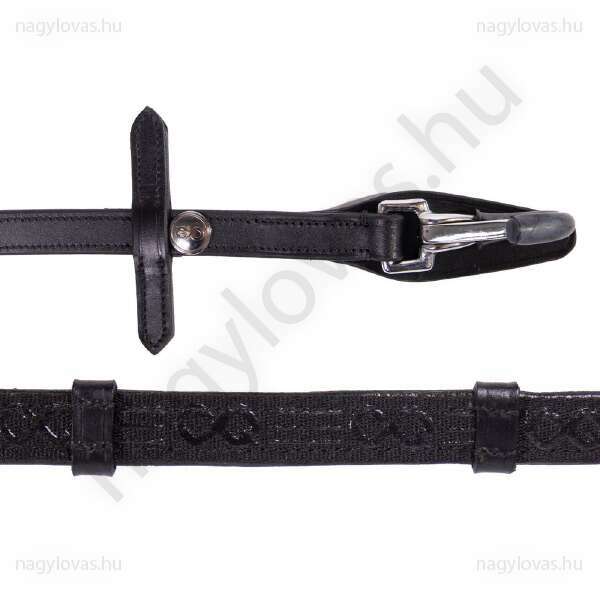 QHP FayRein csúszásgátlós lovaglószár stoppokkal(8cm) karabínerrel fekete Xfull
