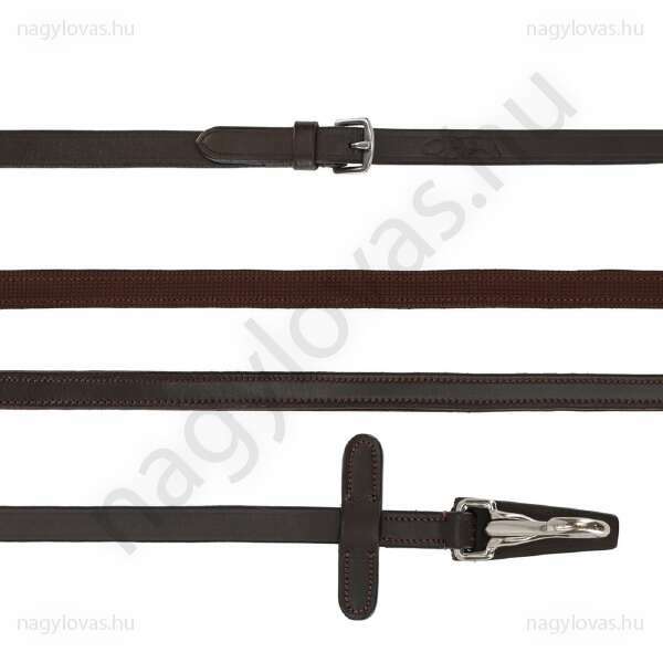 QHP gumis lovaglószár ütközővel és karabínerrel - Barna - Full