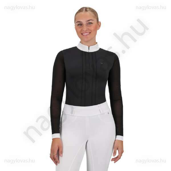 QHP Sennak hosszú ujjú versenypóló fekete 40