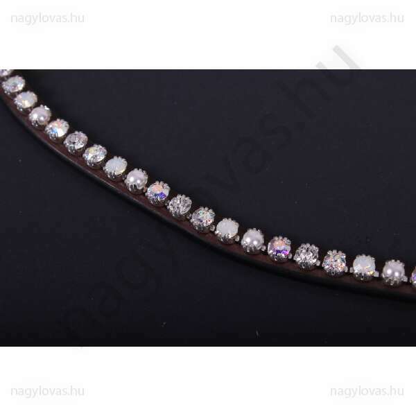 QHP ShineBright homlokszíj barna/fehér póni