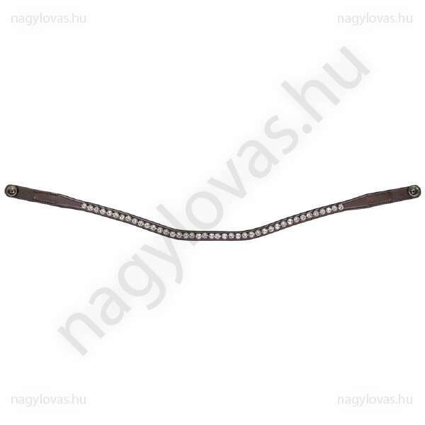 QHP ShineBright homlokszíj barna/fehér strassz póni