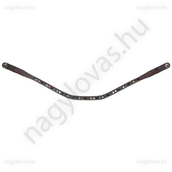 QHP ShineBright  homlokszíj barna/zöld cob