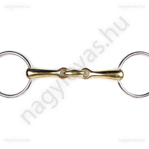 Snaffle bit double jointed German Argentan Gold 13.5