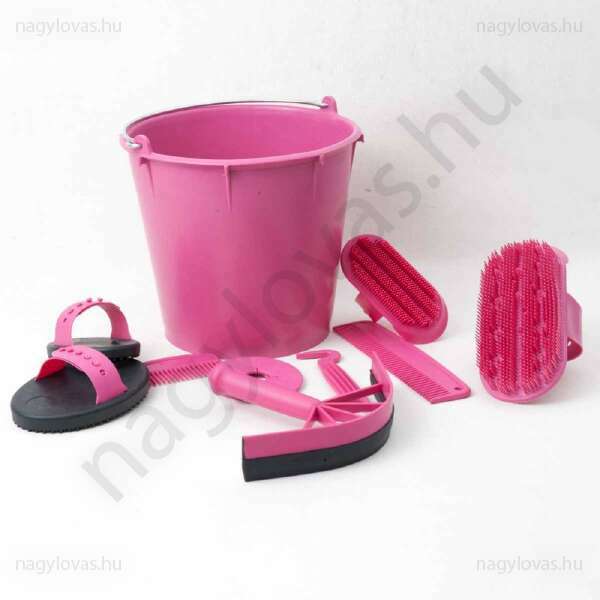Tisztító szett vödrös 10 részes pink